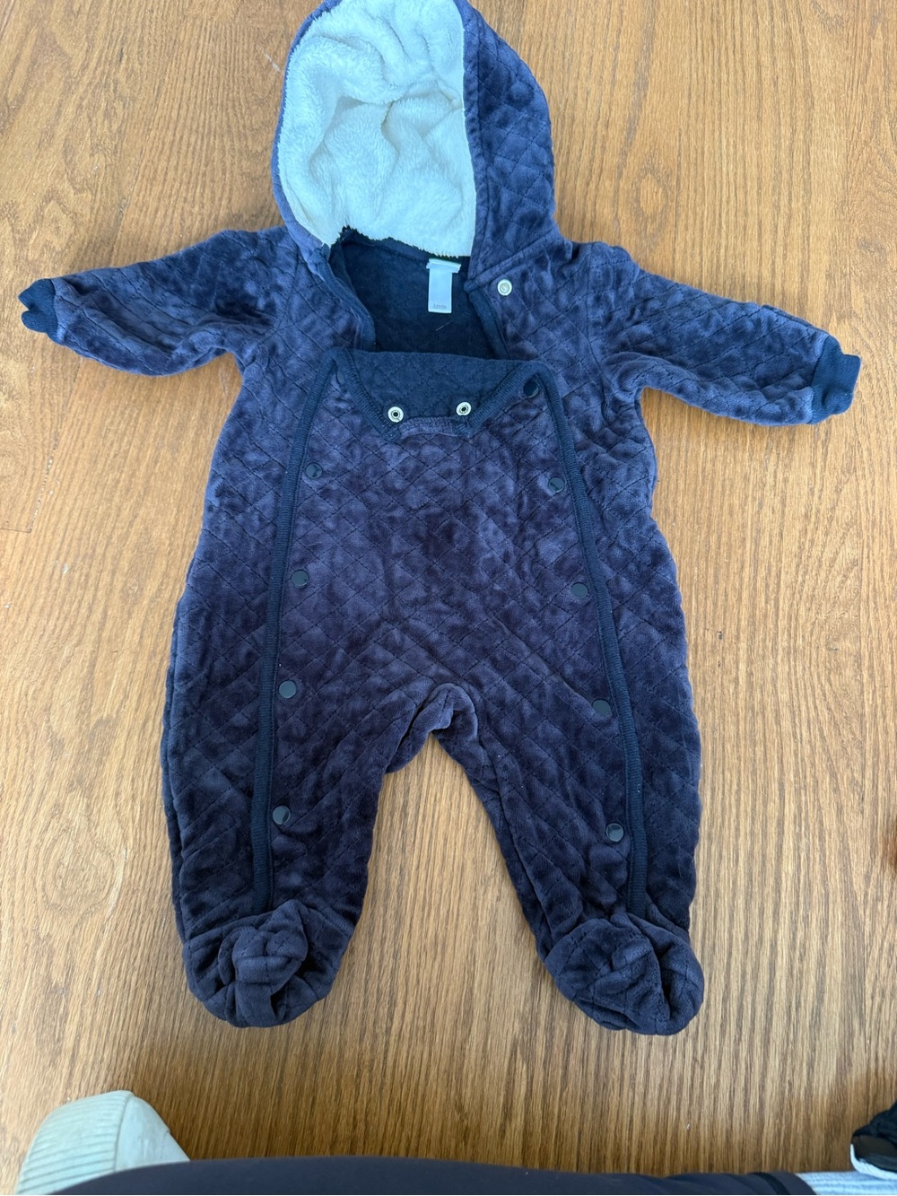 Nordstrom Baby navy quilted bunting suit / warm winter onesie - size 3mo